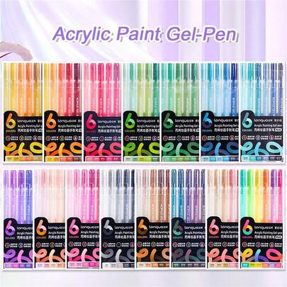 6pcs Ballpoint Pens! Quick-Drying Smooth Ink, Full Coverage Of Basic Colors, Essential For Beginners' Diaries And Notes, Non-Fading Colors - A Great Choice For Professional Art Use