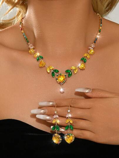 Bộ trang sức cưới cho nữ | Bộ 3 món đính đá lấp lánh hình hoa tua rua | Đính đá Zirconia nhân tạo | Thích hợp làm quà tặng đám cưới, tiệc tùng, ngày Valentine.