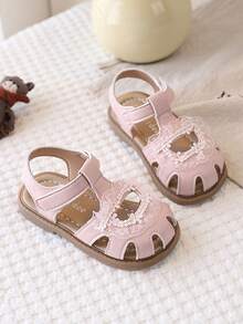 1双女童罗马凉鞋，2026新款夏季闭趾沙滩鞋，公主风透气软底童鞋 - 粉色 - 查看 4
