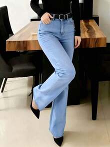 New Women Straight Leg Jeans, Loose Fit Casual Street Style Brand Relaxed Fit Jeans, Women Denim Pants And Clothing - Giặt nhẹ - Xem 5