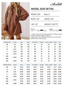 Acelitt Autumn/Winter Women's Oversized Loose Fit Textured Knit Dress, Brown Solid Color, Recommend Sizing Down One Size - Brown - View 6
