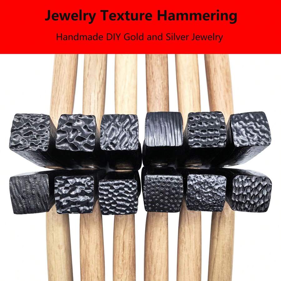 1PC Jewelry Tool Texture Hammer With Wooden Handle Punch Printing Metal Mallet For Jewelry Repair & DIY Carving Tools - A - View 1