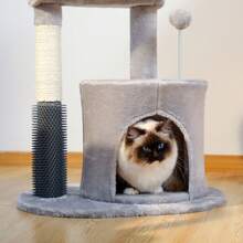 32.7" Cat Tree Tower For Indoor With Self Groomer Brush, Sisal Scratching Post, Dangling Ball For Small, Medium Cats, Gray - Gray - 查看 9