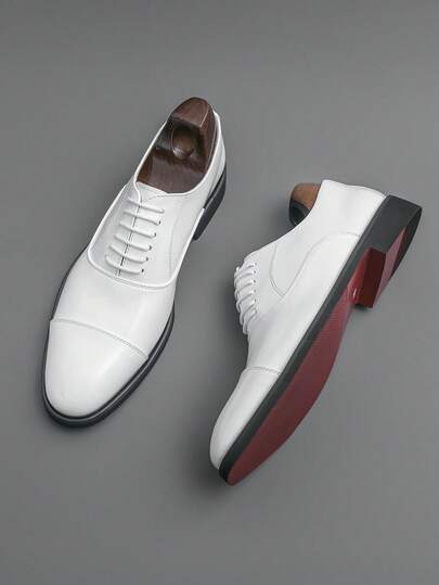 2026 New Spring Men's White Formal Dress Shoes With Red Soles, Classic Tuxedo Shoes, Versatile British Style, Patent Leather Shiny Groom Wedding Shoes, Comfortable Formal Oxford Business Derby Shoes, Autumn Brogue Black Shoes, Soft Flat Party Shoes, Retro High-Quality Groom Wedding Shoes, Vintage Gentleman Office Leather Shoes