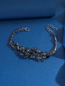 1件女士手链，水滴形玉石水晶手链，闪亮多石设计，适合晚宴、婚礼、情人节等场合佩戴 - 5320 - 查看 7