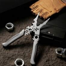 Multi-Functional Wire Stripper, Wire Cutting Tool - Can Strip, Crimp, Pull, Wind, And Cut Wires - Silver-gray - 1pcs - View 6