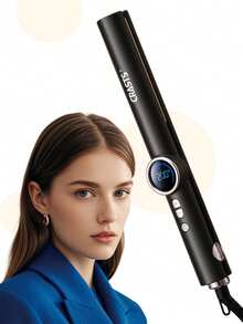 带显示屏的直发器，直发和卷发双重功能，温度可调，适用于刘海和各种发型设计 - 黑色 - 查看 10