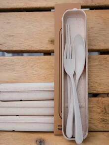 1/2/4 SetsTrendy Matte Striped Portable Cutlery Set - Reusable Spoon Fork With Storage Box, Camping Picnic Daily Kitchen Utensils, Lightweight Smooth Finish Utensils For Office Lunch, Back To School Supplies Christmas Gift Outdoor Party Essentials - Multicolor - View 7