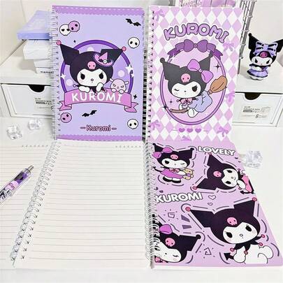  (Autorizado) Sanrio 2/4 piezas Kulo Libro de círculos de fideos de arroz, cubierta a todo color con líneas horizontales y páginas interiores, adecuado para registro de oficina, creación de cuentas diarias, organización de notas de estudio y uso. Es un hermoso regalo de Año Nuevo para estudiantes y una opción necesaria para la temporada de regreso a clases