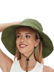 1顶女士遮阳帽，宽檐渔夫帽，防紫外线，带马尾辫孔设计，防水可折叠园艺渔夫帽 - 彩色 - 查看 3