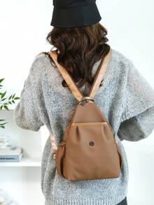 Zaino vintage antifurto in pelle PU da donna; Borsa multifunzionale di moda per uso quotidiano; Borsa da viaggio leggera con più tasche; Zaino minimalista di grande capacità adatto a studenti, infermiere, insegnanti, professionisti, viaggi, pendolarismo, shopping, ufficio, appuntamenti, escursioni, allenamento, lavoro, regalo di compleanno, regalo per le vacanze - Multicolore - Visualizzare 4