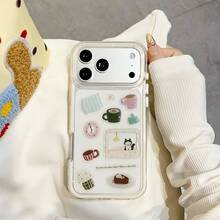 Ốp lưng điện thoại Kawaii Coffee & Cat Daily Collage, mỏng nhẹ, chống sốc, trong suốt, tương thích với iPhone 17/17 Air/17 Pro/17 Pro Max/16/7/8/11/12/13/14/15/X/XR/Xs/Plus/Pro/Pro Max/SE2 - cổ trắng - Xem 8