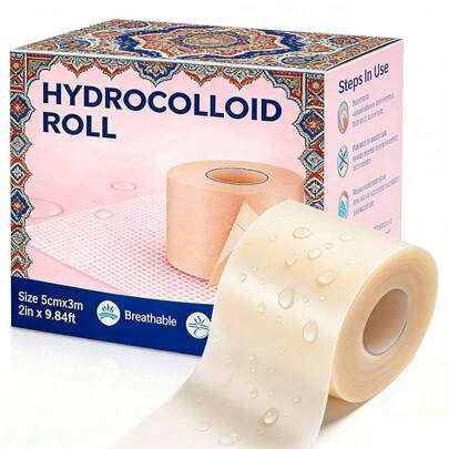 2 Inch X 3.28 Ft Hydrocolloid Roll For Scar Coverage And Wound Care - Customizable Size, Waterproof Hydrocolloid Bandage Roll With Self-Adhesive, Super Absorbent And Flexible