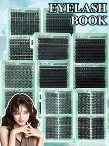 640/576/384 piezas Racimos de pestañas individuales estilo D Curl, esponjosas, de 30D-200D, 10-18mm. Kit de extensión de pestañas individuales extra gruesas, de volumen dramático, ultra suaves y súper ligeras, reutilizables, para uso personal en casa, Halloween, cosplay y vida diaria. - DD - Ver 2