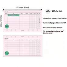 40 tờ giấy thay thế rời A6/A7/M5 cho sổ planner, danh sách đánh giá, chi tiết, cấp độ, danh sách mua sắm, danh sách mong muốn, đồ dùng tổ chức nhà cửa & văn phòng, dụng cụ học tập - Danh sách mong muốn - Xem 12