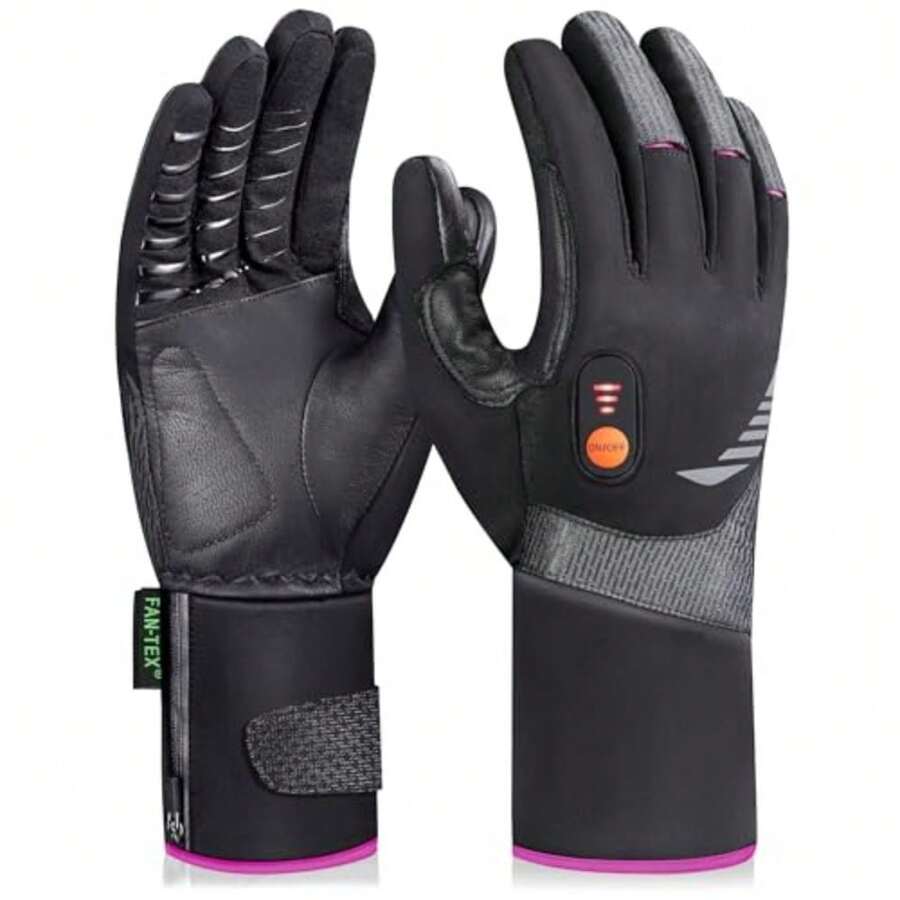 Heated Gloves for Men Women Rechargeable Waterproof Heated Work Gloves with Arthritis Raynaud's Relief for Ski Golf Hiking Driving - Negro Morado - Ver 1