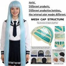 Universal Anime Cosplay Extra Long Straight Wig With Side Bangs - Blue Flaxen Green Purple Versatile Heat Resistant Synthetic Hair With A Long Fringe For Daily Party Holiday & Cos Events - Multicolor - View 10