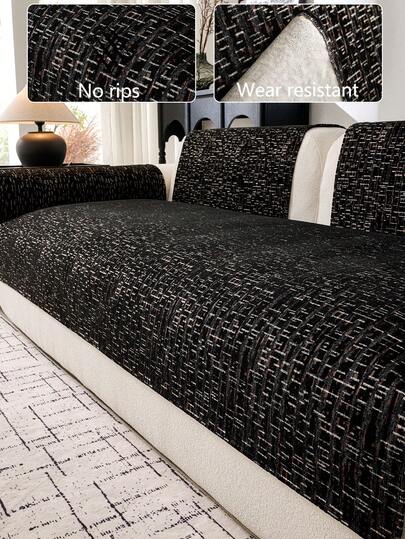 1 pieza Funda de cojín de sofá de chenilla cómoda, protector de asiento de sofá moderno minimalista antideslizante para todas las estaciones, a prueba de polvo y lavable, suave y resistente al desangrado, apta para mascotas para dormitorio, oficina, sala de estar, sofá en forma de L y de 1/2/3/4 plazas