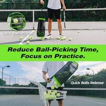 Lightweight Tennis Ball Hopper Holds 50+ Tennis Balls or 40+ Pickleballs Durable and Portable Adjustable Tennis Ball Picker Great for Hard Court Clay Grass Car Trunk - Amarillo - Ver 5
