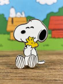 Peanuts 1枚史努比官方授权锌合金珐琅徽章，男女通用，防锈金属胸针，动漫背包徽章，夹克翻领别针，收藏纪念品 - 白色 - 查看 3