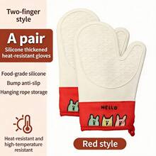 1pc Plaid Heat Resistant Glove, Thick Silicone Oven Gloves For Kitchen Baking, High Temperature Insulation, Non-Slip & Microwave Friendly - Multicolor - View 5