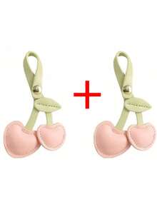 Llavero de estilo rural con cereza, llavero de PU, accesorio de moda para bolso, pequeño regalo - Rojo - Ver 14