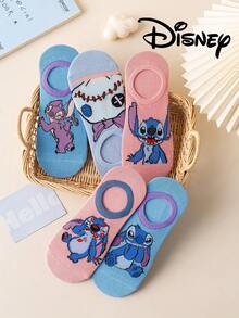 5 Pairs Disney Stitch & Mickey Mouse Printed Ankle Socks, Breathable & Comfortable Summer Invisible Socks, Novelty & Fashionable Women Socks - Multicolor - View 6