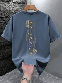 GRDR 男士时尚印花宽松短袖T恤 | 精致设计 | 夏季必备 | 易于搭配，展现您的风格 - 霧霾藍 - 查看 5