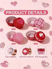 心形纸杯蛋糕衬垫，一次性松饼烘焙杯，适用于情人节、婚礼、生日、万圣节、圣诞派对 - 彩色 - 查看 4