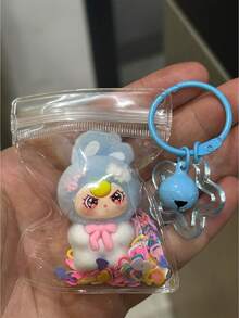 1pc Latest KEYCEO Bunny Doll Series PVC Decorative Collectible Doll, Featuring Exquisite Sakura-Shaped Keychain, Transparent Protective Pouch, And Glitter Accent Design, Portable And Suitable As New Year, Thanksgiving, Christmas, Or Other Holiday Limited Edition Gift, Party Favor, Or Gathering Giveaway - Multicolor - View 11