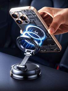 MagSafe Car Magnetic Phone Holder With Vacuum Suction, Innovative All-Metal Support Arm Unlikely To Break. Enlarged Vacuum Suction Magnetic Phone Holder With Foldable Telescopic Design. Dual-Sided Magnetic Phone Holder With Suction Cup, Multi-Functional Dual-Sided Magnetic Phone Holder Compatible With Apple And Android Phones. - Suction Cup Holder - View 12