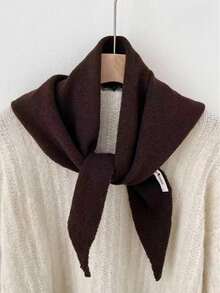 1pc Triangle Scarf, Knitted Scarf, Multi-Functional Knitted Scarf, Suitable For Matching With Dresses - 100% Wool - View 1