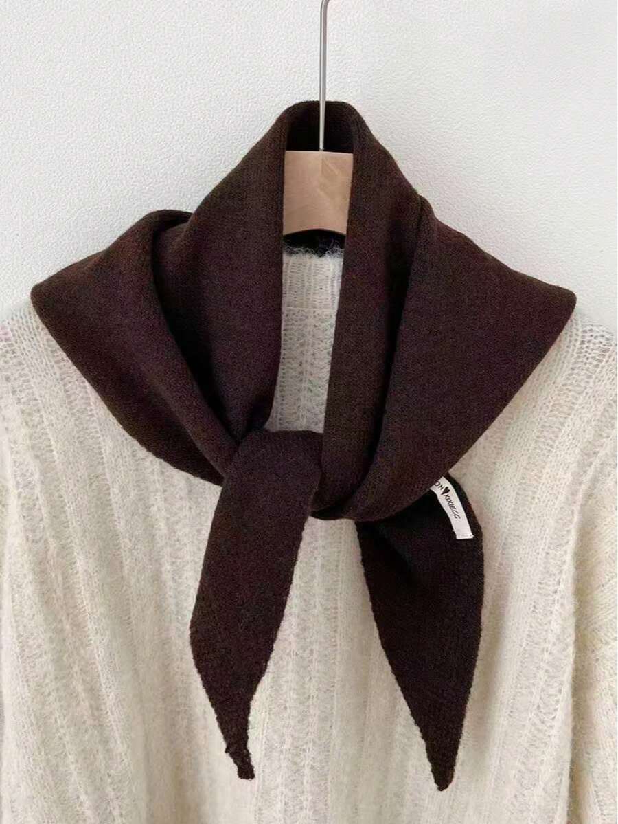 1pc Triangle Scarf, Knitted Scarf, Multi-Functional Knitted Scarf, Suitable For Matching With Dresses - 100% Wool - View 1