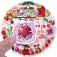62张樱桃贴纸 - 高品质精美贴纸，可用于装饰笔记本电脑、水瓶、手机、日记本、剪贴簿、保险杠、滑板、行李箱，也可用于节日装饰、剪贴簿用品、文具、趣味贴纸和Kindle。 - D-紅色 - 查看 2