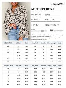 Acelitt Blusa holgada con botones, mangas de murciélago y estampado floral de albaricoque - Albaricoque - Ver 4