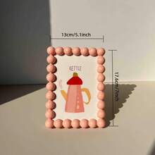 6-Inch Cute Beaded Plastic Photo Frame, Adorable Desktop Photo Frame Display, Decorative Frame Stand, Home Decor - A - View 5