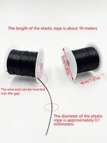 Black Elastic Cord, High Elasticity And Wear-Resistant, Resistant To Breaking When Pulled, Maintains Shape Over Long-Term Use. Wire Diameter 0.1mm, Length Approximately 10m, Easily Threaded Through Small Hole Beads. Spool Comes With Built-In Slot To Secure Cord End And Prevent Tangling, Convenient Storage, Suitable For Various Beaded Jewelry Making - Black Elastic Rope - View 8