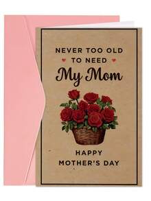Thiệp chúc mừng Ngày của Mẹ hài hước kèm phong bì, 1 chiếc, Biển trang trí Ngày của Mẹ đầu tiên với bó hoa hồng đỏ, Món quà độc đáo dành cho mẹ và mẹ tương lai, Lý tưởng để chúc mừng bất kỳ dịp nào. - Bộ - Xem 10