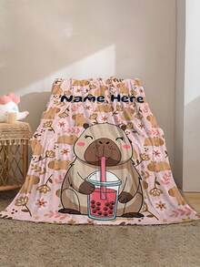 1pc Customizable Capybara Blanket - Soft, Comfortable, Warm, Personalized Blanket Suitable For Home, Office Or Camping - Perfect Gift For Family And Friends, Customized Blanket - Multicolor - View 4
