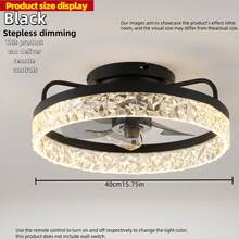 Ventilador de techo minimalista moderno Iceberg negro/blanco/dorado/café, ajustable con control remoto, adecuado para dormitorio, sala de estar, comedor, cocina, armario, estudio, sin interruptor incluido - Multicolor - Ver 12