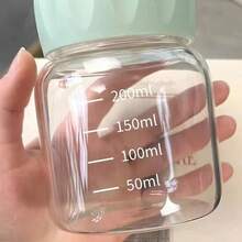 10.2盎司迷你透明玻璃水瓶，牛奶杯，咖啡杯，便携式可重复使用饮水杯，夏季饮水用具，旅行户外生日礼物 - 彩色 - 查看 4