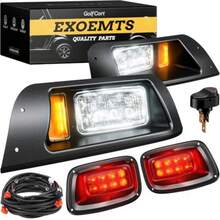 EZGO TXT LED Headlight and Tail Light Kit for 1996-2013 Gas and Electric Golf Carts 12V Street Legal LED Light Kit for EZGO TXT Golf Cart High Brightness Headlight Taillight Combo Black - Negro - Ver 2