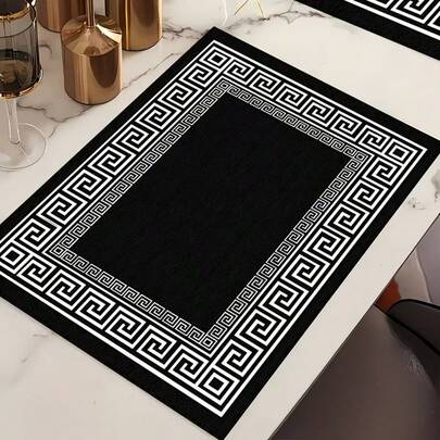 4pcs - Elegant Minimalist Solid Black Placemats - Kitchen Decor Placemats, Suitable For Holidays, Parties And Daily Dining, Rectangular Linen Table Mats For Kitchen, Dining Room, Coasters, Rectangular Decor, Home Decor, Perfect Gift Placemats, Party Placemats.