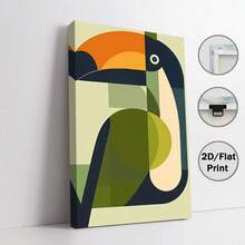 1pc Modern Minimalist Toucan Canvas Wall Art - Abstract Geometric Tropical Bird Oil Painting, Main Colors In Blue-Green, Orange, Beige And Blue - Unframed Poster, Suitable For Living Room, Bedroom, Kitchen, Office, Dining Room - Modern Home Decor Gift - Easy To Hang Indoor/Outdoor Decoration, Kitchen Art, Vibrant Artwork, 2D Flat Painting - Multicolor - View 14