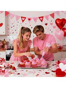 心形纸杯蛋糕衬垫，一次性松饼烘焙杯，适用于情人节、婚礼、生日、万圣节、圣诞派对 - 彩色 - 查看 5