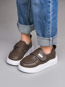 1 Pair Children Flat Shoes, 2026 New Boys Girls Leather Shoes, Casual Running Campus Sports Sneakers - Brown - View 8