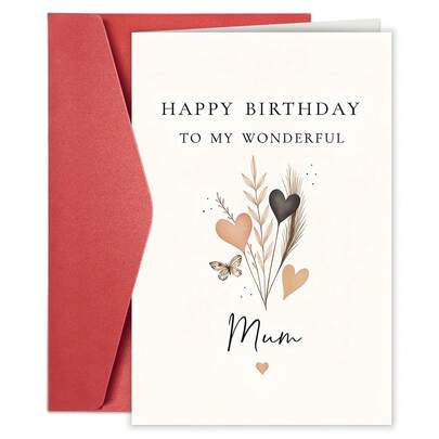 1pc Elegant Floral Birthday Card With Envelope | Designed For Mother, Featuring Sunflowers, Hearts, And Butterflies - Perfect Gift For Mother'S Day, Birthdays, And Special Occasions