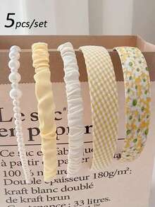 新款珍珠多功能发带，女士布艺发箍头饰套装 - 彩色 - 查看 6