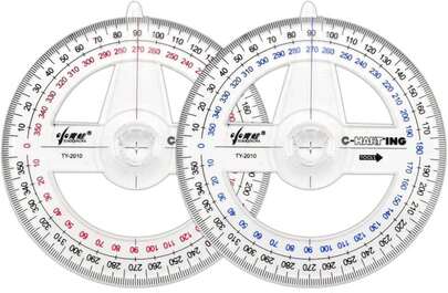 360° Protractor Pack Of 2 Protactors Plastic Protractor Math Protractors Clear Protractor Ruler Drafting Tools Circle Protractor For Geometry