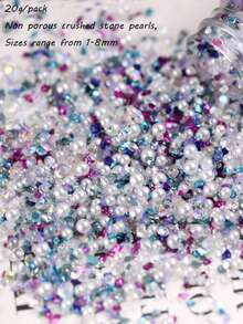 Serie azul Edición limitada de la atmósfera Estilo Ins Cuentas de arroz de vidrio Cuentas dispersas Pulsera y collar hechos a mano DIY a juego - Multicolor - Ver 2